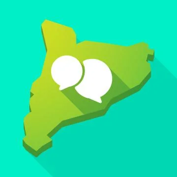 Catalonia long shadow vector icon map with  comic balloons 스톡 일러스트
