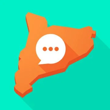 Catalonia long shadow vector icon map with a comic balloon 스톡 일러스트