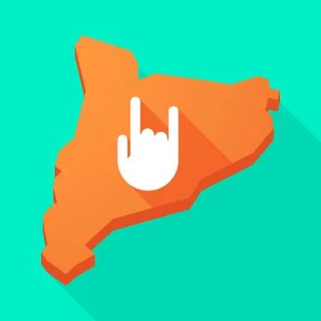 Catalonia long shadow vector icon map with a rocking hand 스톡 일러스트