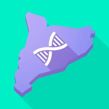 Catalonia long shadow vector icon map with a DNA sign Stock Illustration