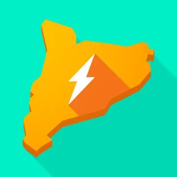 Catalonia long shadow vector icon map with a lightning Ilustración de archivo