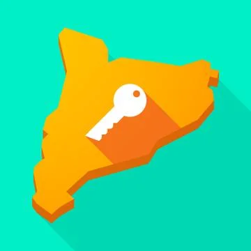 Catalonia long shadow vector icon map with a key Stock Illustration