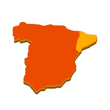 Catalonia on map of Spain. Territorial structure of the European state. Stockillustratie