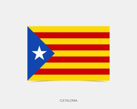 Catalonia Rectangle flag icon with shadow. Stock Illustration