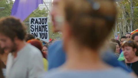 Catalonian Demonstration Pro Independency in Barcelona 스톡 동영상 87911034