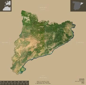 Cataluna, Spain. Sentinel-2 satellite imagery Stock Illustration