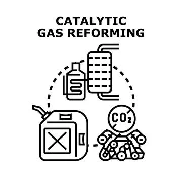 Catalytic gas reforming process transforming fuel for clean energy Stock Illustration