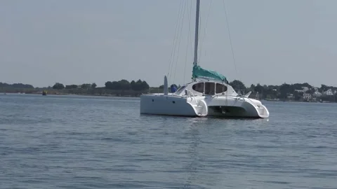 Catamaran at anchor Stock Footage 146960339