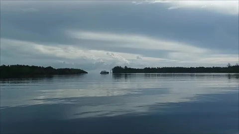 Catamaran Anchored in The Bay Stock Footage 300739210
