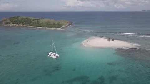Catamaran and private islands Stock Footage 246715071