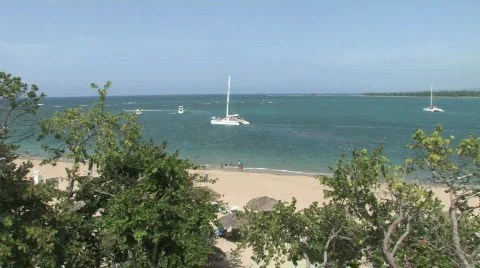 Catamaran on the beach Stock Footage 489235