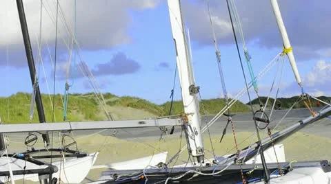 Catamaran on the beach Stock Footage 20541098