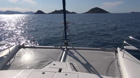 Catamaran Bow out in the sea Stock Footage 239718006