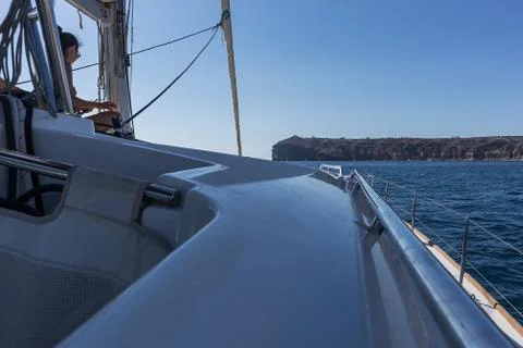 Catamaran deck Stock Photos