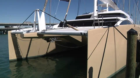 Catamaran docked in Miami Stock Footage 38126977