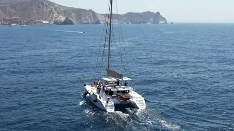 Catamaran Dreams: A Drone's Eye Odyssey Stock Footage 253780032