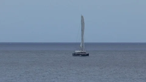 Catamaran Drifting In The Caribbean Stock Footage 107537325