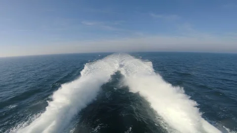 Catamaran ferry sails fast across the sea and makes big waves Stock Footage 98100949