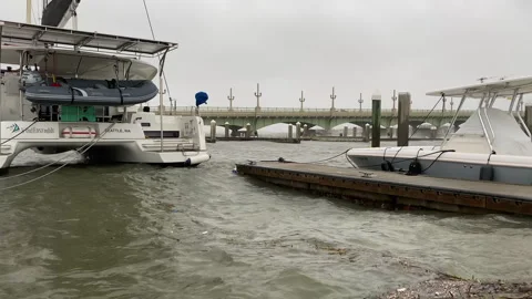 Catamaran floating in dangerous choppy w... | Stock Video | Pond5