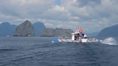 Catamaran floats on the sea Stock-Footage 131782852