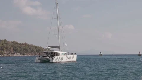Catamaran goes to the sea Stock Footage 165174813
