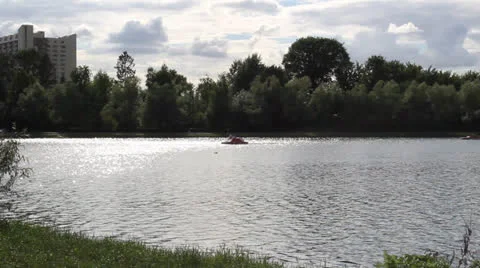 Catamaran on the lake Stock Footage 25006457