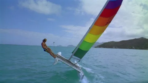 Catamaran in ocean Stock Footage 163158768