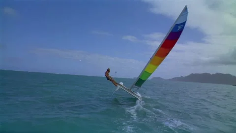 Catamaran in ocean Stock Footage 163158771