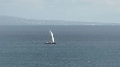 Catamaran in open sea Stock Footage 45457157