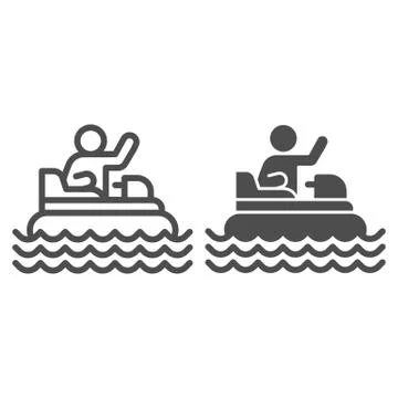 Catamaran with person line and solid icon, Amusement park concept, beach boat Illustrazione stock