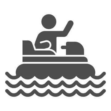 Catamaran with person solid icon, Amusement park concept, beach boat with pedals Illustrazione stock