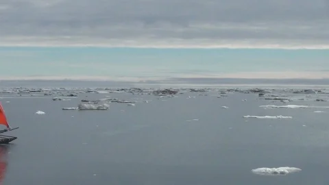 Catamaran sailing on the Arctic Ocean Stock Footage 104853620