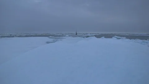 Catamaran sailing on the Arctic Ocean Video stock 104923955