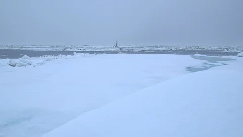 Catamaran sailing on the Arctic Ocean Stock Footage 104924222