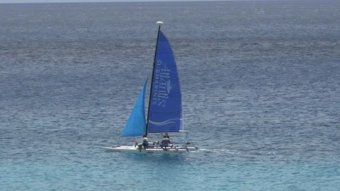 Catamaran Sailing off Of Barbados Video stock 107418457