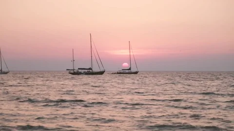Catamaran Sailing Towards The Sun Stock Footage 79709897