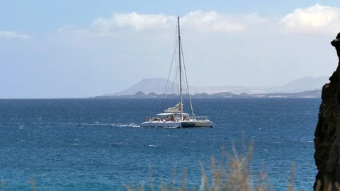 Catamaran on the Sea Stock Footage 94706999