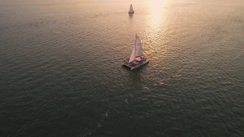 Catamaran Sunset Sails Stock-Footage 163911351