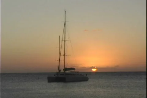 Catamaran at Sunset-ws Video stock 816862
