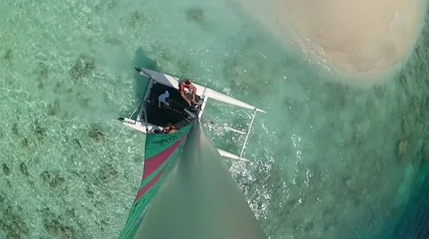 Catamaran Top View 2 Stock Footage 10786487