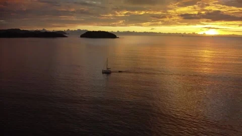 Catamaran under the sunset Video stock 163332871