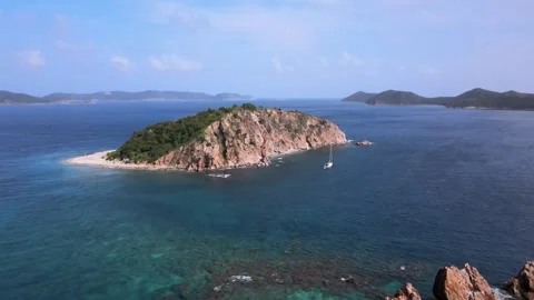 Catamarans and private islands in the BVIs Stock Footage 246715474