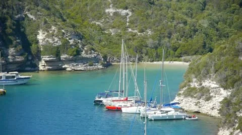 Catamarans in the bay of bonifacio Stock Footage 14833566