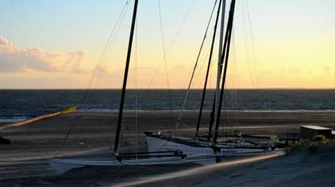 Catamarans on the beach Stock Footage 20612844