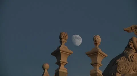 Catania Dome and Moon. Stock Footage 8955031