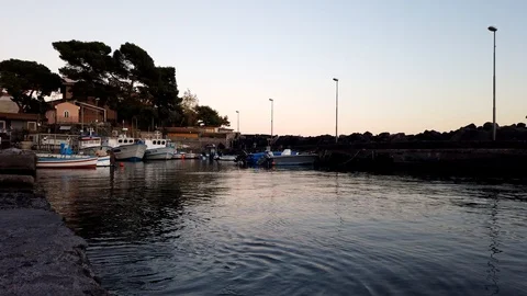 Catania Harbor Moon Vídeos de archivo 129579266