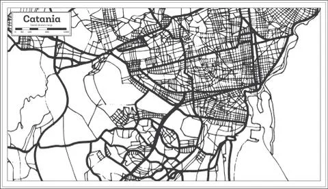 Catania Italy City Map in Retro Style. Outline Map. Stock Illustration