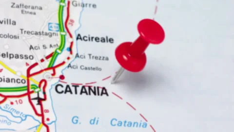 CATANIA on a map Stock Footage 176938173