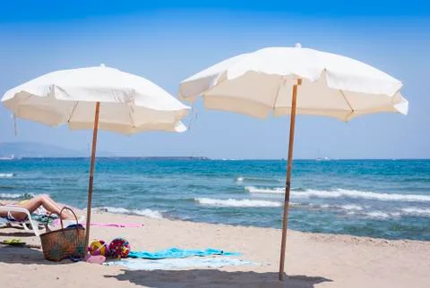 Catania, Sicily, Italy – view of the beach Lido azzurro Stock Photos