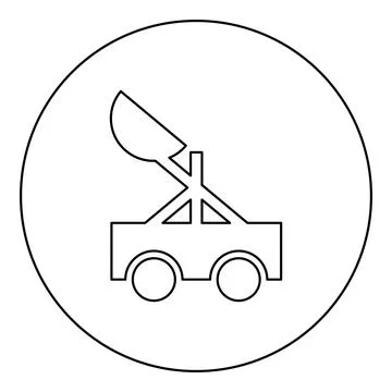 Catapult medieval siege ejection seat icon in circle round black color vect.. Stock Illustration